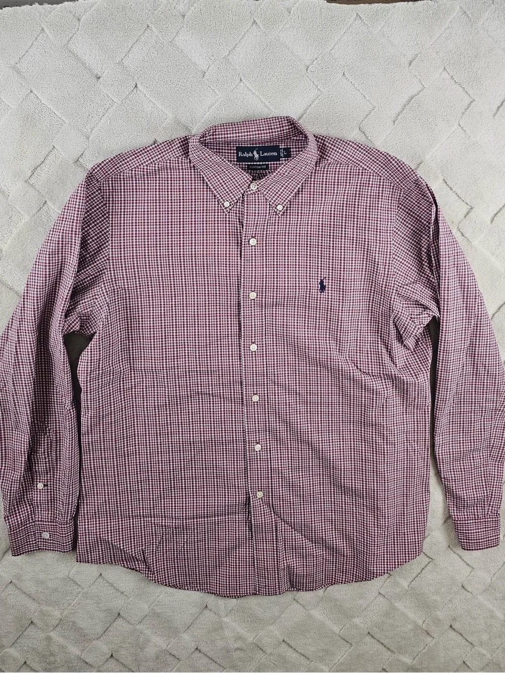 Polo Ralph Lauren Oxford Button Up Shirt Mens Large Plaid Red Long Sleeve Preppy